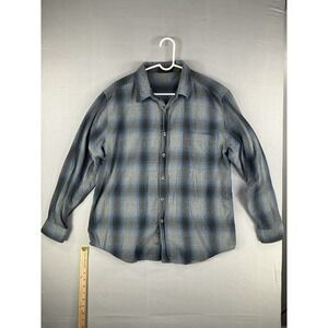 Marino Bay Men's XL Blue Plaid Button Up Shirt Cotton Blend Long Sleeve